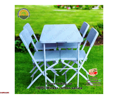 طقم أثاث طعام خارجي قابل للطي ومحمول مكون من 5 قطع - 1