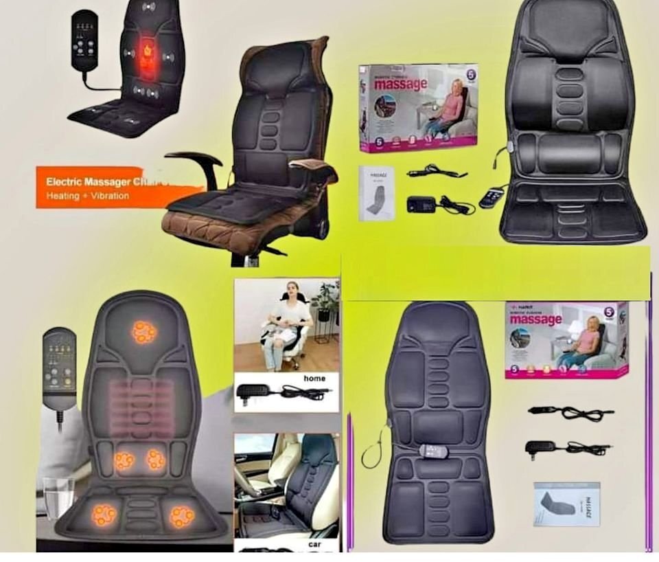 كرسي مساج متنقل للسيارة والمنزل - لتخفيف آلام الظهر والرقبة