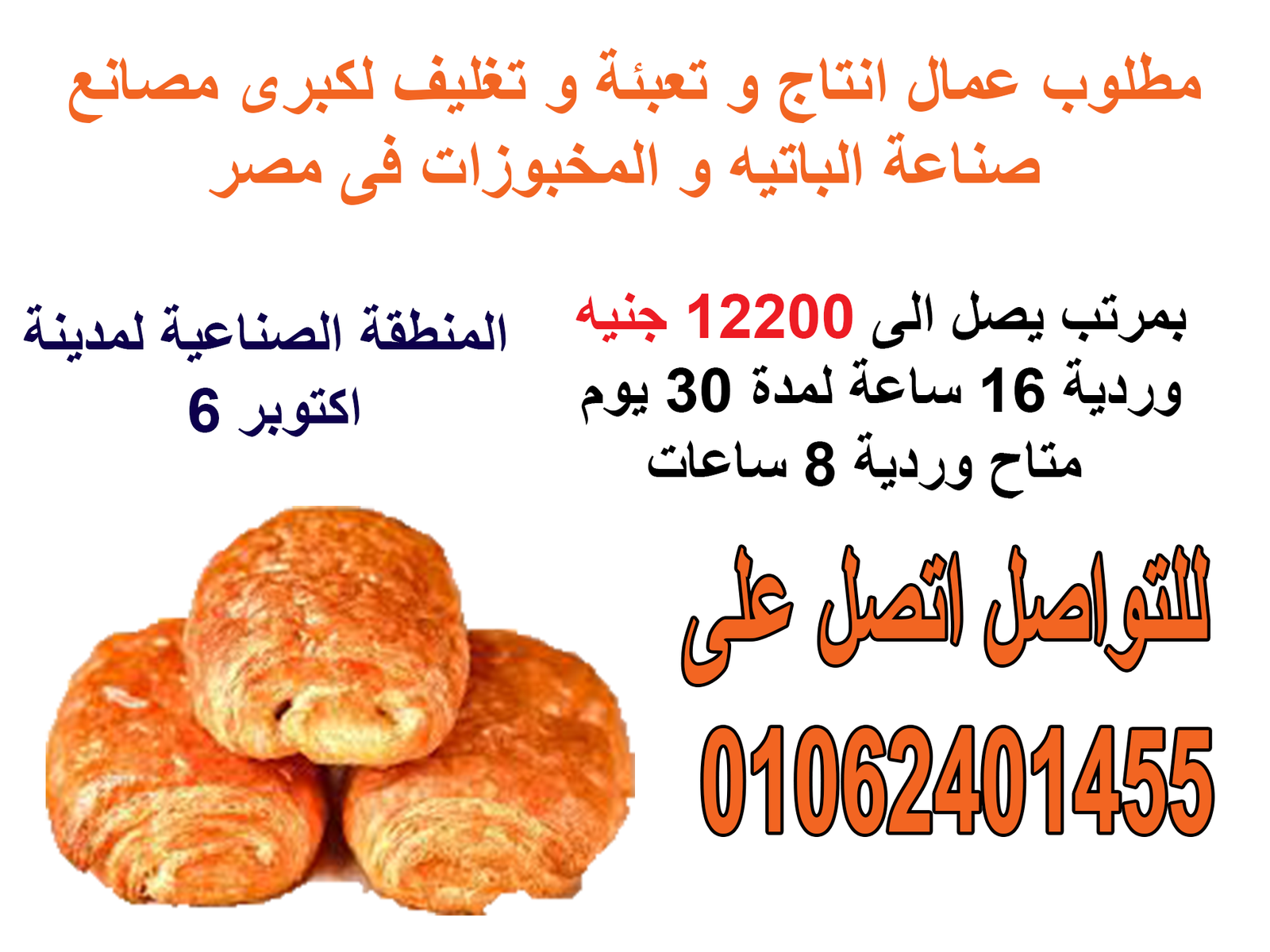 مطلوب لمصنع باتيه باكتوبر عمال تعبئة وتغليف اعلى راتب