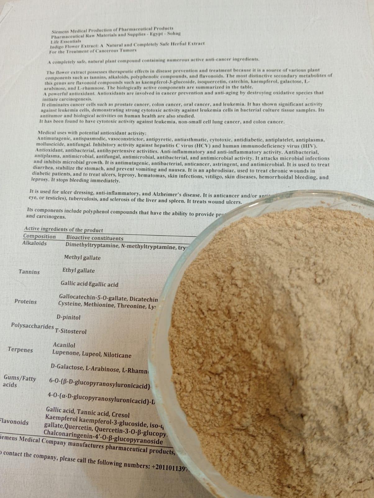 Indigo flower extract for treating cancerous diseases